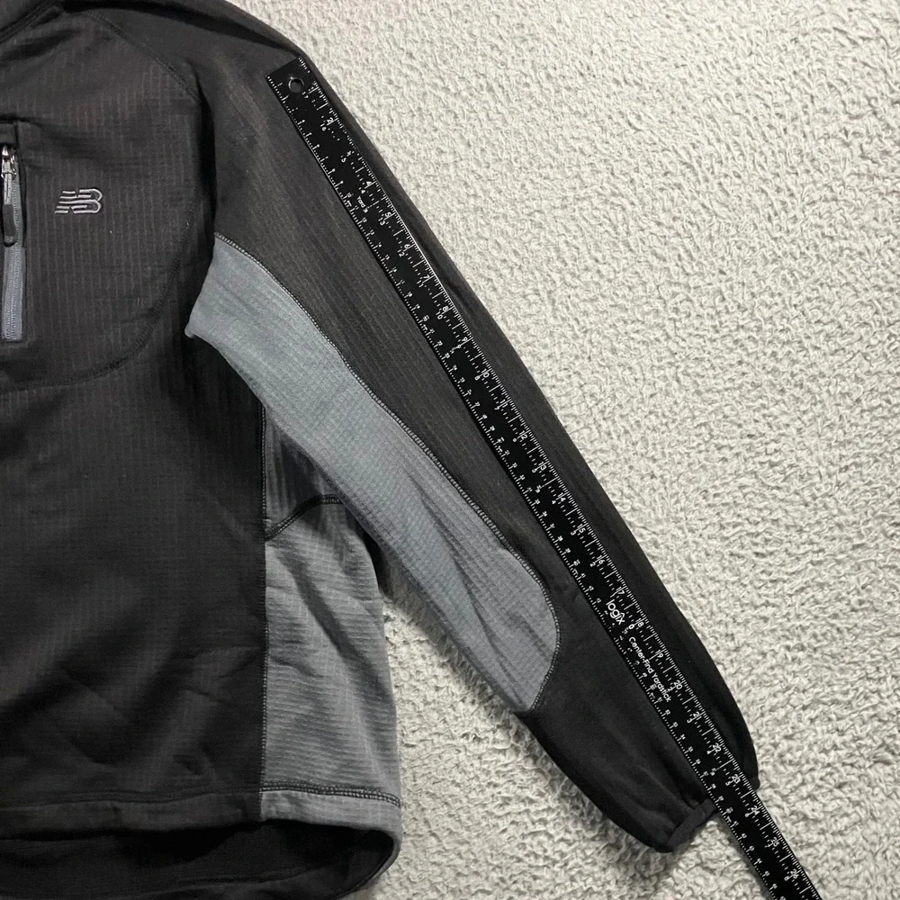 New Balance Jacket Mens M 1/4 Zip Pullover Running Black Grid Fleece‎ NB Outdoor